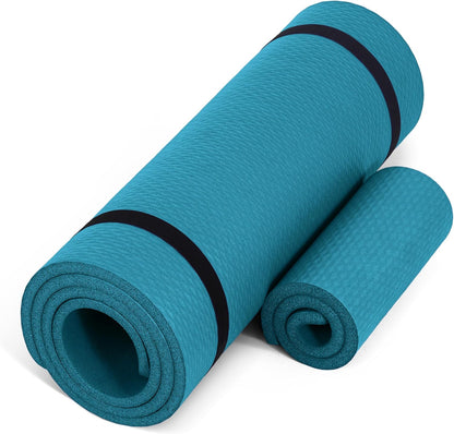 Barbell 1/2-Inch High Density Exercise Yoga Mat with Strap | Multiple Options