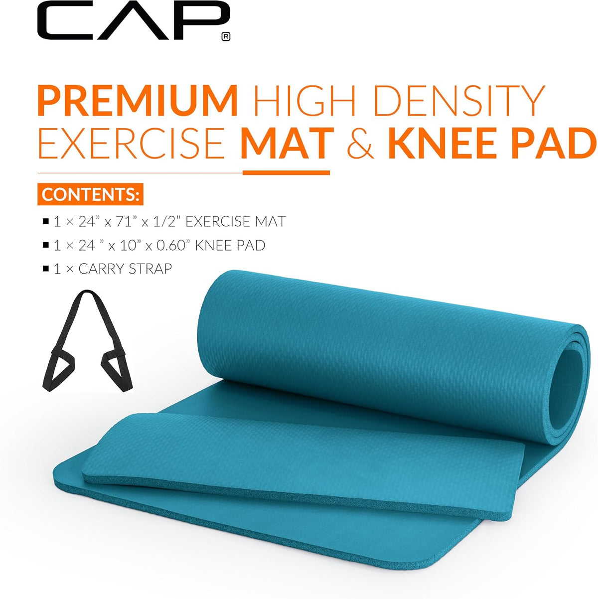 Barbell 1/2-Inch High Density Exercise Yoga Mat with Strap | Multiple Options