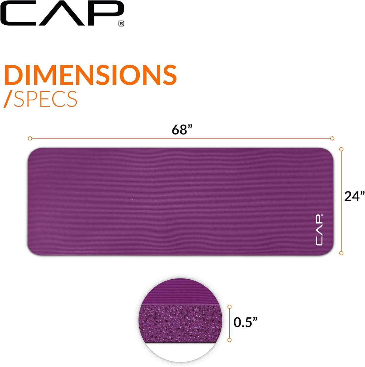 Barbell 1/2-Inch High Density Exercise Yoga Mat with Strap | Multiple Options