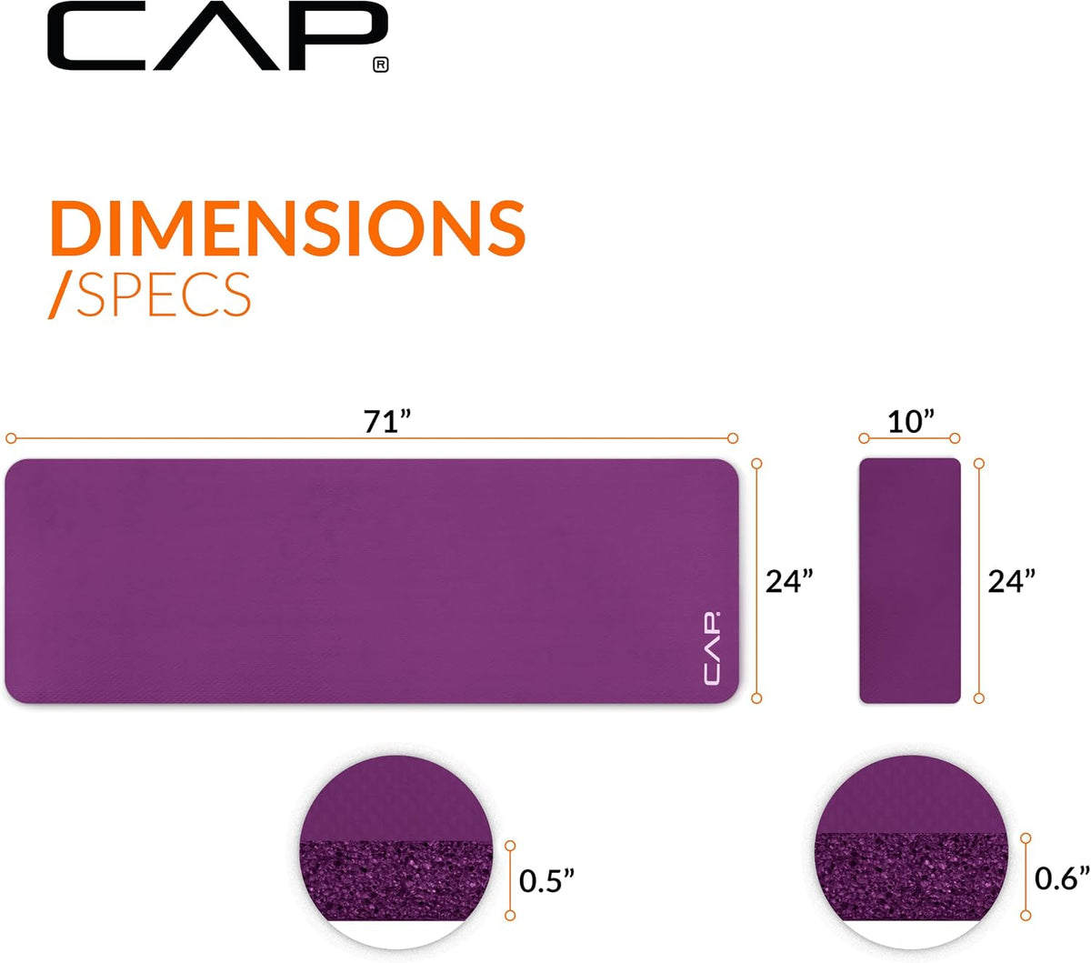 Barbell 1/2-Inch High Density Exercise Yoga Mat with Strap | Multiple Options
