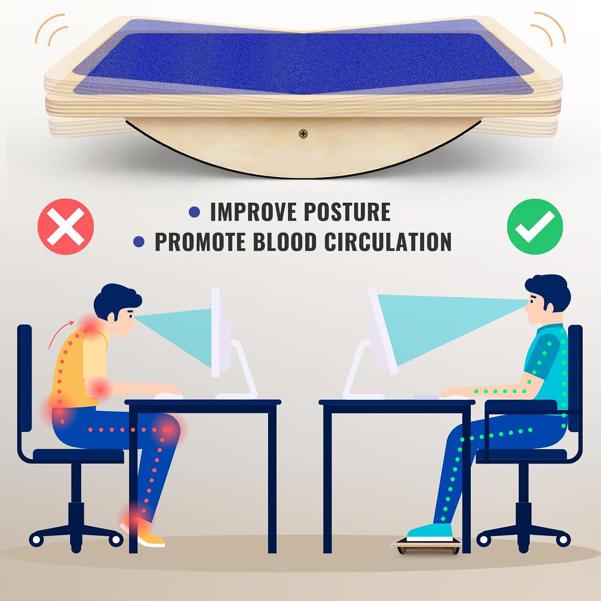 Balance Board Professional Wobble Board for Adults Anti-Slip 350LBS Balance Boards for Physical Therapy Standing Desk Core Strength Wooden Balance Board Rocker Board