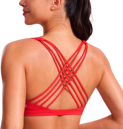 Naked Feeling Cross Back Sports Bras | Light Support, Removable Pads, Yoga, Sleek, Strappy, Scoop Neck, for Women
