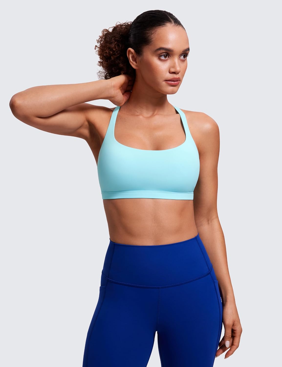Naked Feeling Cross Back Sports Bras | Light Support, Removable Pads, Yoga, Sleek, Strappy, Scoop Neck, for Women
