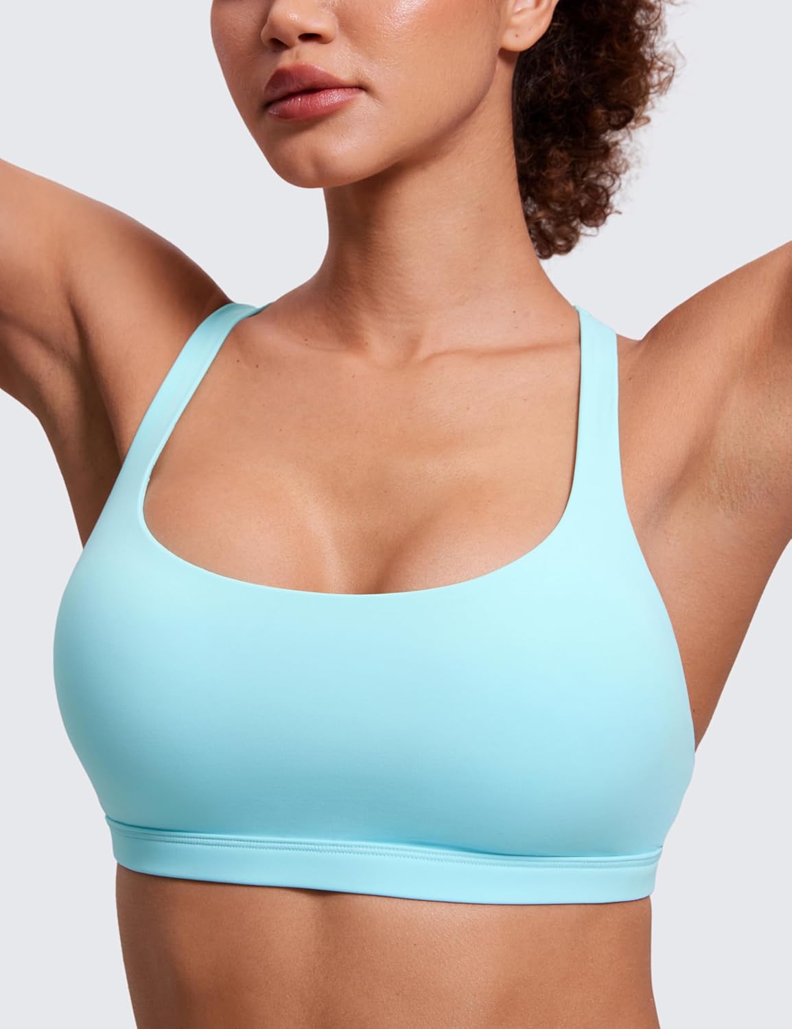 Naked Feeling Cross Back Sports Bras | Light Support, Removable Pads, Yoga, Sleek, Strappy, Scoop Neck, for Women