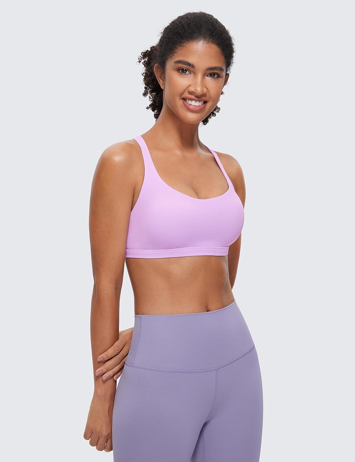 Naked Feeling Cross Back Sports Bras | Light Support, Removable Pads, Yoga, Sleek, Strappy, Scoop Neck, for Women