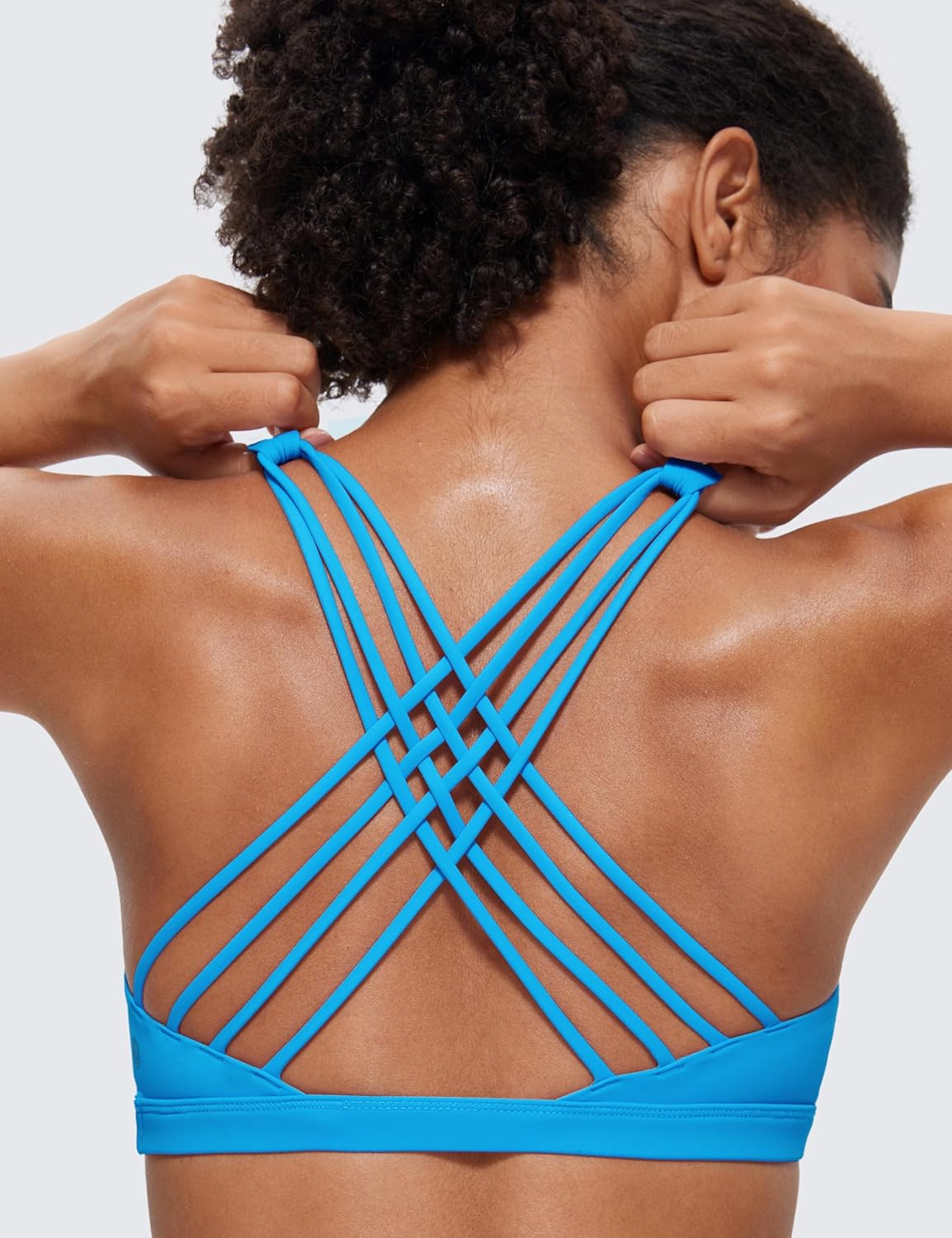 Naked Feeling Cross Back Sports Bras | Light Support, Removable Pads, Yoga, Sleek, Strappy, Scoop Neck, for Women