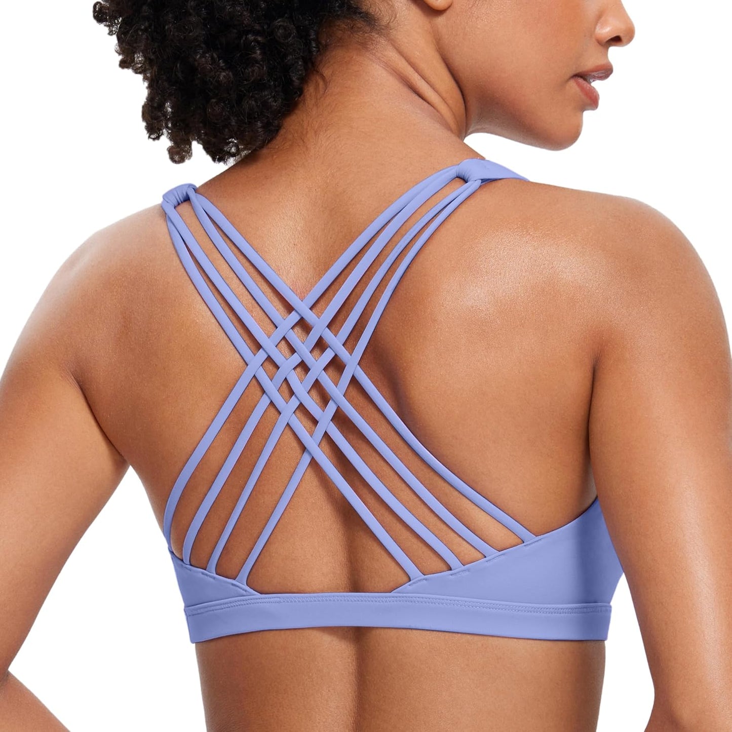 Naked Feeling Cross Back Sports Bras | Light Support, Removable Pads, Yoga, Sleek, Strappy, Scoop Neck, for Women