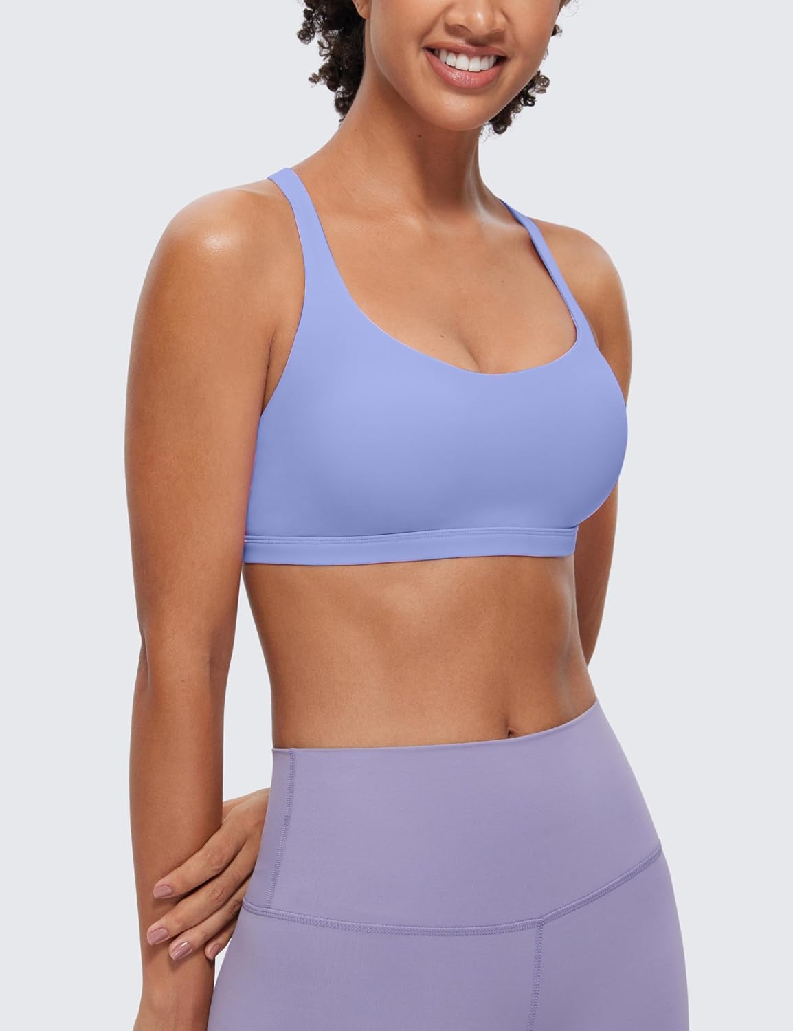 Naked Feeling Cross Back Sports Bras | Light Support, Removable Pads, Yoga, Sleek, Strappy, Scoop Neck, for Women