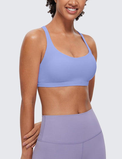 Naked Feeling Cross Back Sports Bras | Light Support, Removable Pads, Yoga, Sleek, Strappy, Scoop Neck, for Women