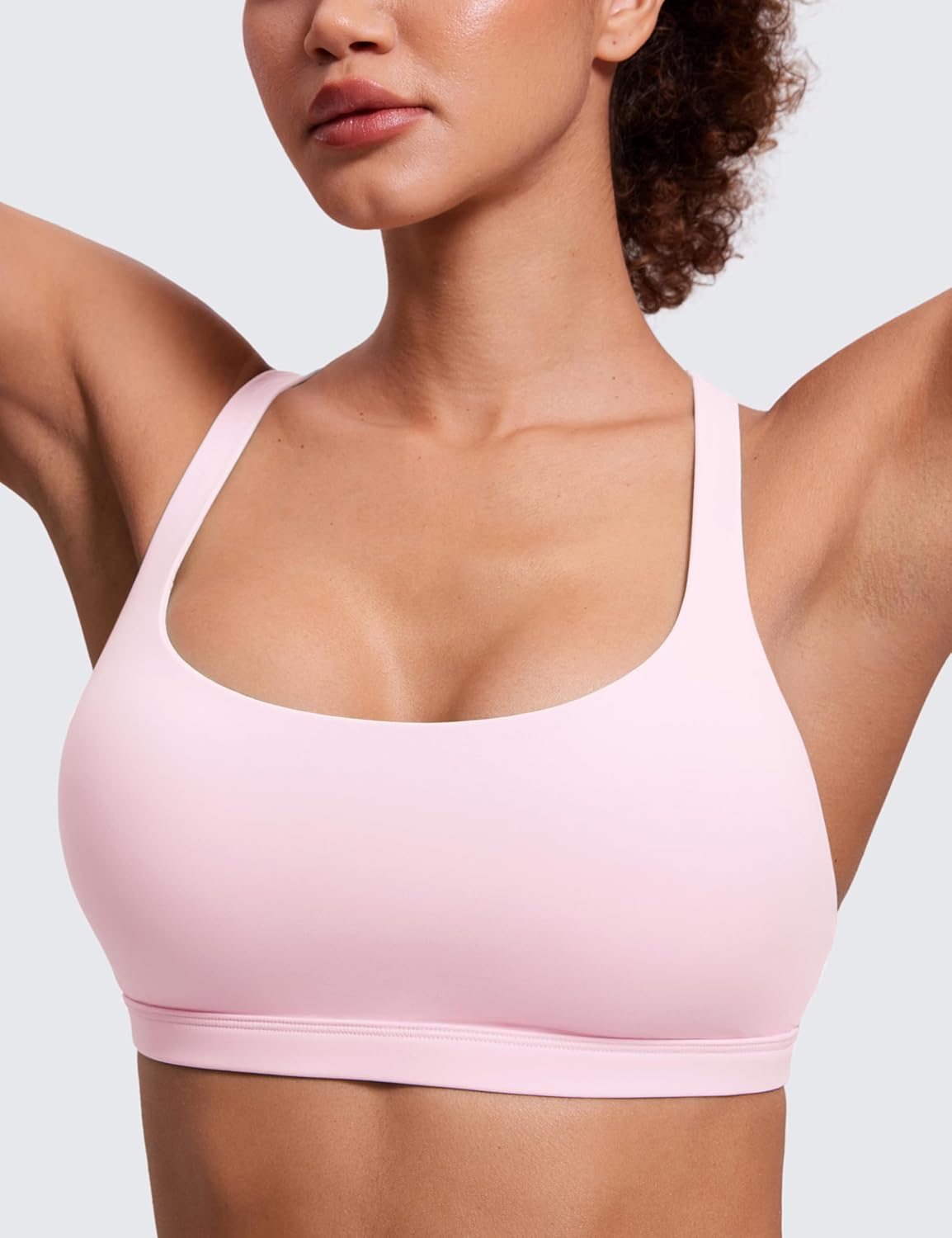 Naked Feeling Cross Back Sports Bras | Light Support, Removable Pads, Yoga, Sleek, Strappy, Scoop Neck, for Women