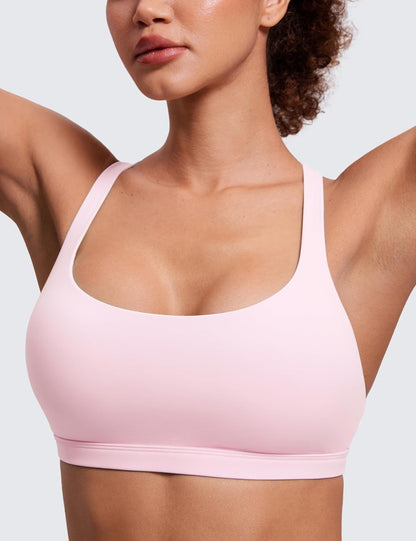 Naked Feeling Cross Back Sports Bras | Light Support, Removable Pads, Yoga, Sleek, Strappy, Scoop Neck, for Women