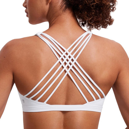 Naked Feeling Cross Back Sports Bras | Light Support, Removable Pads, Yoga, Sleek, Strappy, Scoop Neck, for Women