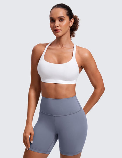 Naked Feeling Cross Back Sports Bras | Light Support, Removable Pads, Yoga, Sleek, Strappy, Scoop Neck, for Women