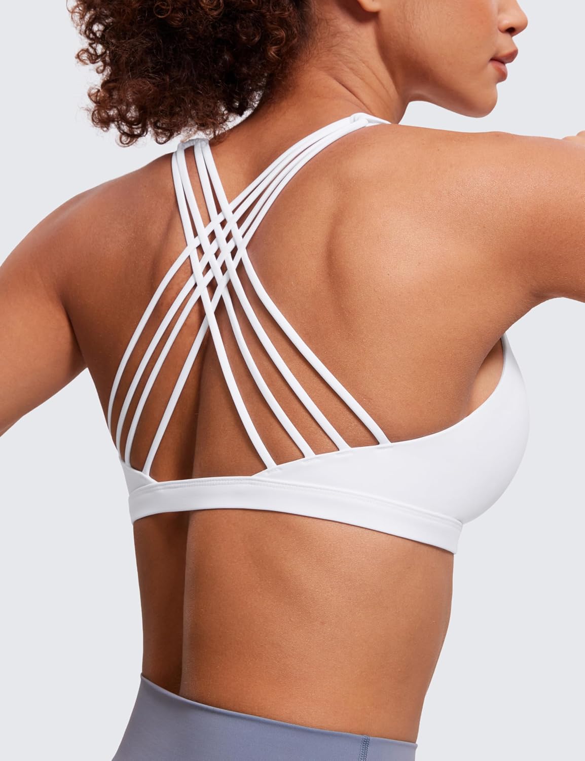 Naked Feeling Cross Back Sports Bras | Light Support, Removable Pads, Yoga, Sleek, Strappy, Scoop Neck, for Women