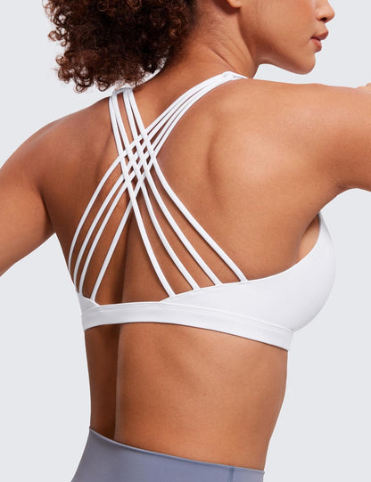 Naked Feeling Cross Back Sports Bras | Light Support, Removable Pads, Yoga, Sleek, Strappy, Scoop Neck, for Women