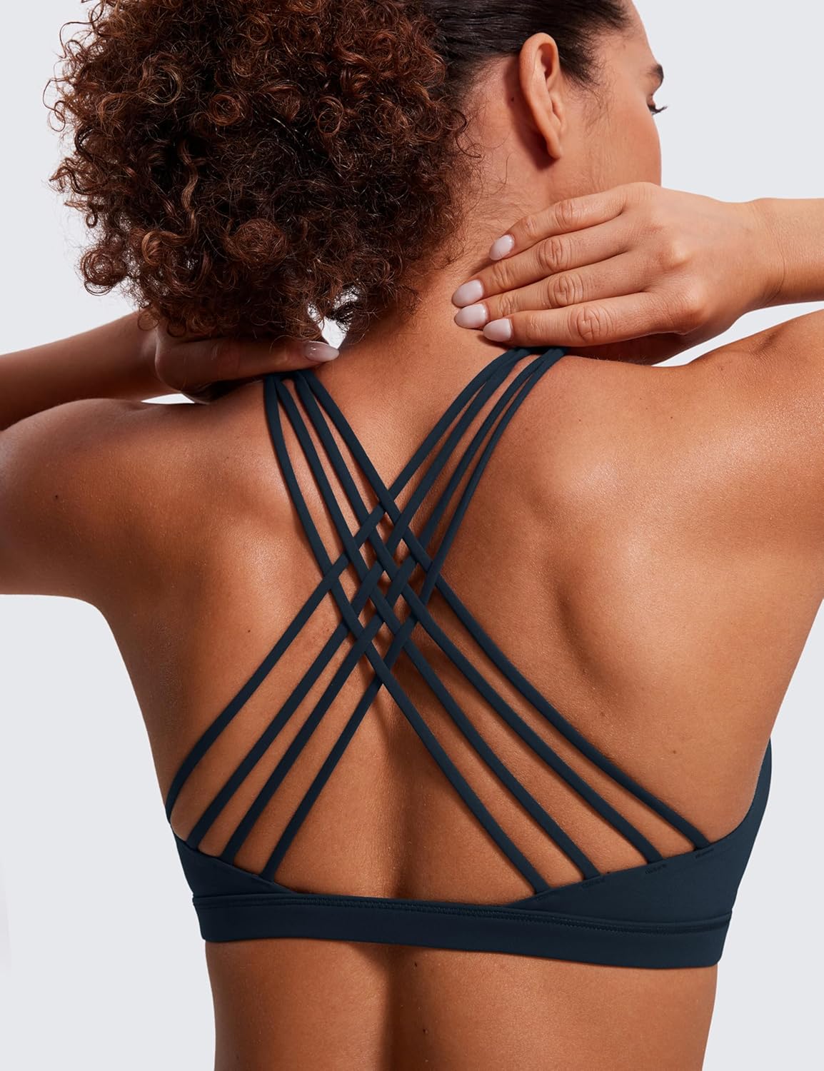 Naked Feeling Cross Back Sports Bras | Light Support, Removable Pads, Yoga, Sleek, Strappy, Scoop Neck, for Women