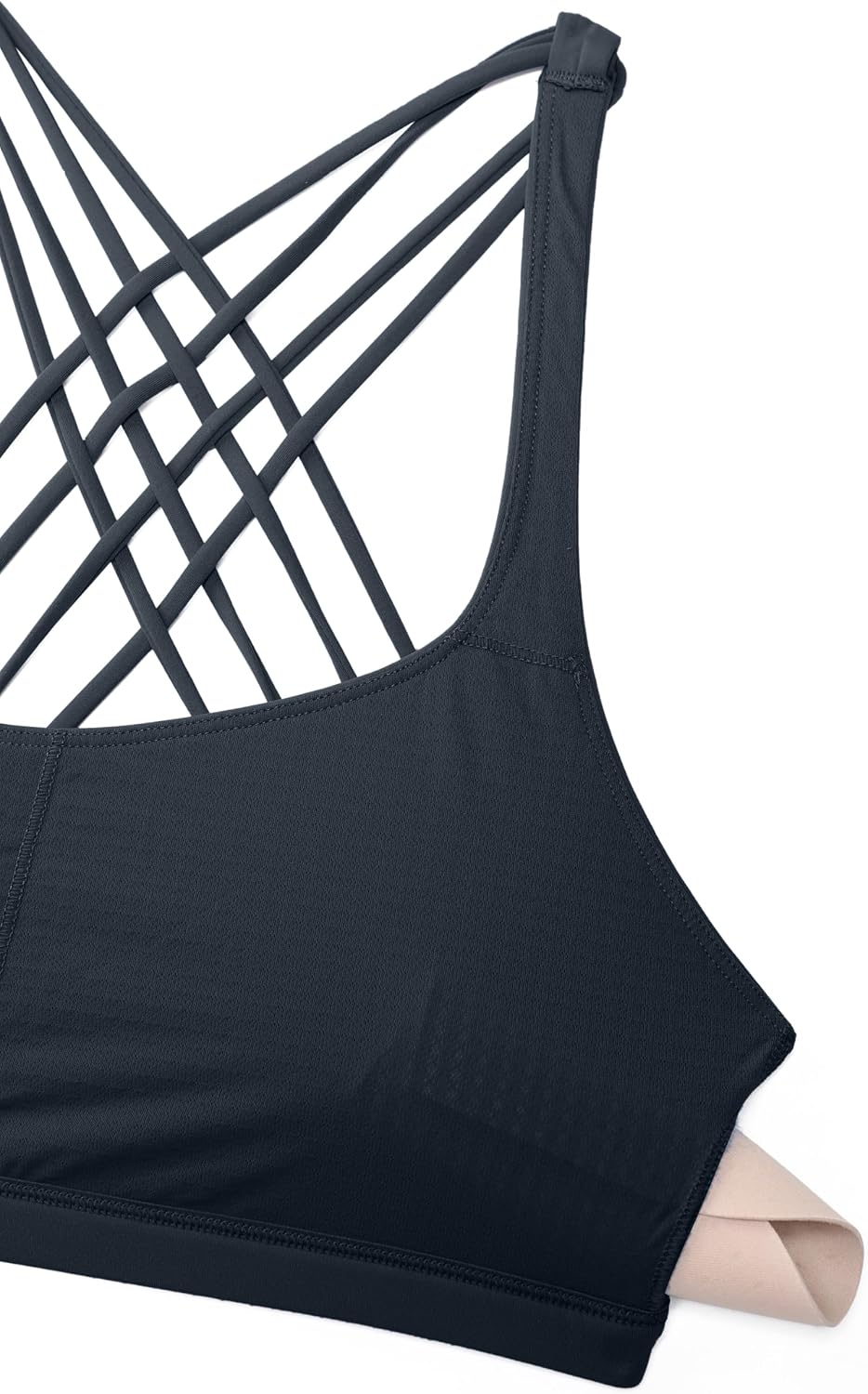 Naked Feeling Cross Back Sports Bras | Light Support, Removable Pads, Yoga, Sleek, Strappy, Scoop Neck, for Women