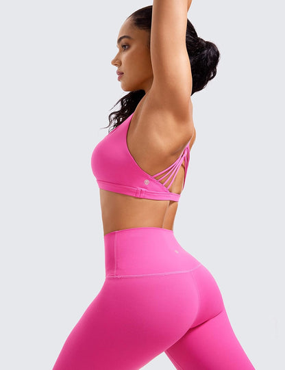 Naked Feeling Cross Back Sports Bras | Light Support, Removable Pads, Yoga, Sleek, Strappy, Scoop Neck, for Women