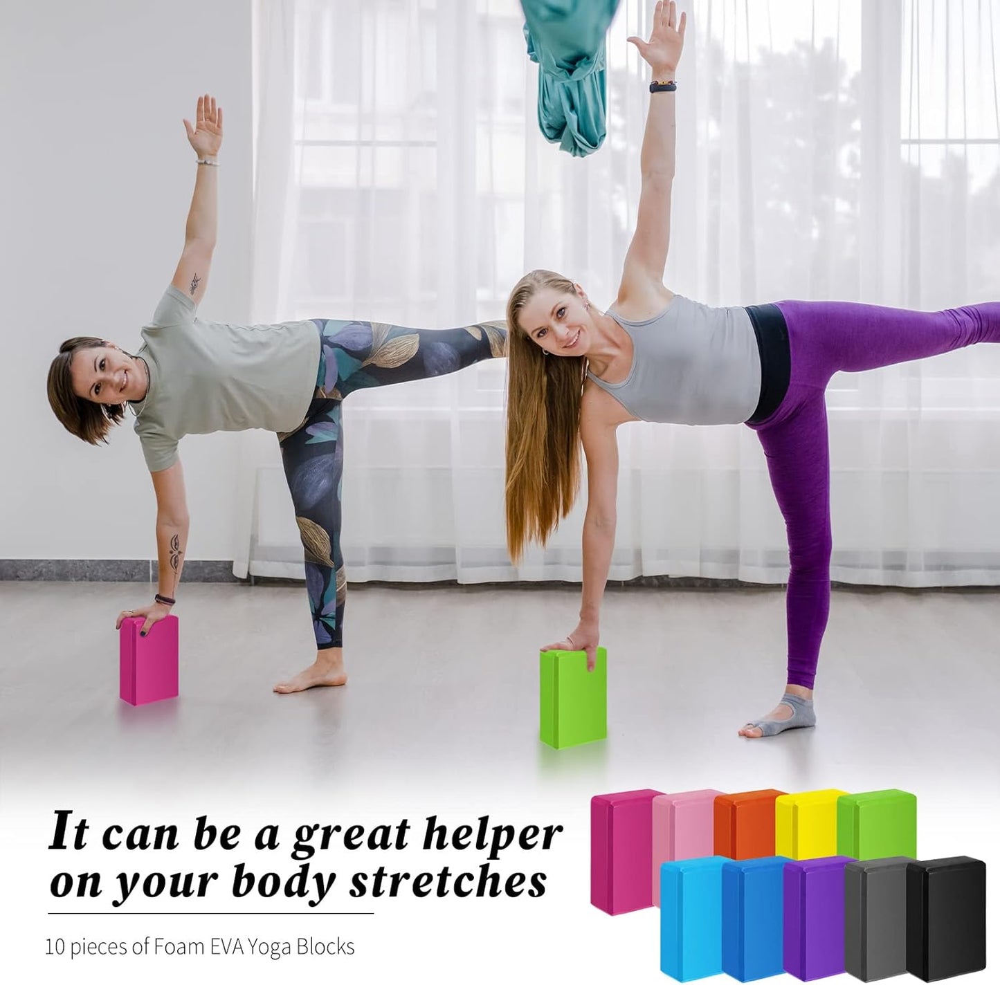 20 Pcs Foam EVA Yoga Blocks Lightweight Yoga Bricks Non Slip Supportive Foam Blocks Prop Accessories for, Pilates, Stretching and Meditation, Women Men Yogi Beginners (Multicolor)