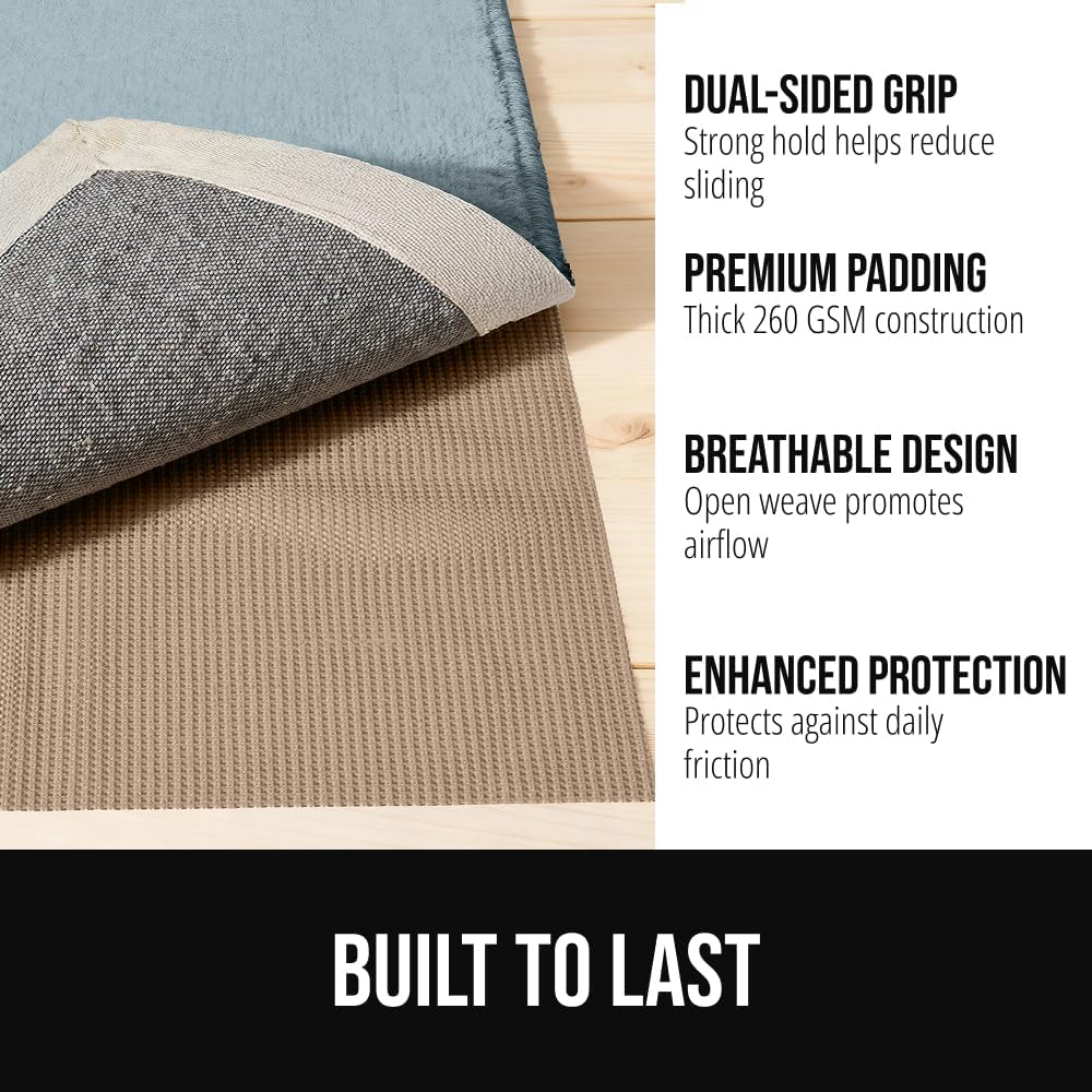 ® Strong Rug Pad Gripper, Grips Help Keep Area Rugs Safe in Place, Slip and Skid Resistant Pads for Tile and Hardwood Floors, Under Carpet Mat Cushion Floor Protection, 2x3 FT