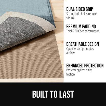 ® Strong Rug Pad Gripper, Grips Help Keep Area Rugs Safe in Place, Slip and Skid Resistant Pads for Tile and Hardwood Floors, Under Carpet Mat Cushion Floor Protection, 2x3 FT