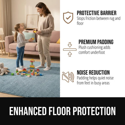 ® Strong Rug Pad Gripper, Grips Help Keep Area Rugs Safe in Place, Slip and Skid Resistant Pads for Tile and Hardwood Floors, Under Carpet Mat Cushion Floor Protection, 2x3 FT