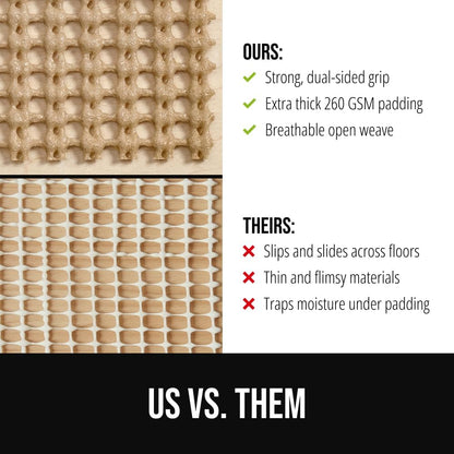 ® Strong Rug Pad Gripper, Grips Help Keep Area Rugs Safe in Place, Slip and Skid Resistant Pads for Tile and Hardwood Floors, Under Carpet Mat Cushion Floor Protection, 2x3 FT