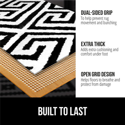 ® Strong Rug Pad Gripper, Grips Help Keep Area Rugs Safe in Place, Slip and Skid Resistant Pads for Tile and Hardwood Floors, Under Carpet Mat Cushion Floor Protection, 2x3 FT