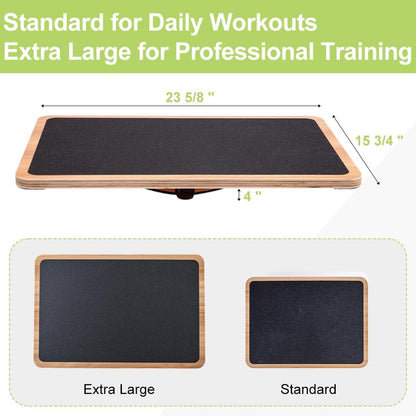 Wooden Balance Board with 2 Difficulty Options, Basic Rocker and Advanced 360° Wobble Board, Non-Slip Balance Trainer for Core Stability, Ankle Rehab, Physical Therapy and Fitness