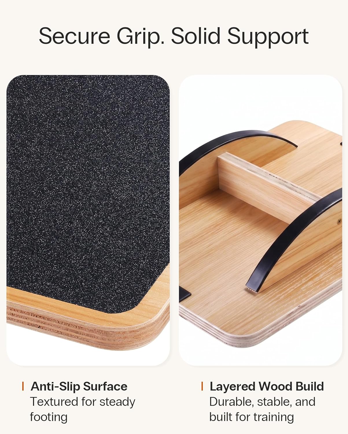 Wooden Balance Board with 2 Difficulty Options, Basic Rocker and Advanced 360° Wobble Board, Non-Slip Balance Trainer for Core Stability, Ankle Rehab, Physical Therapy and Fitness