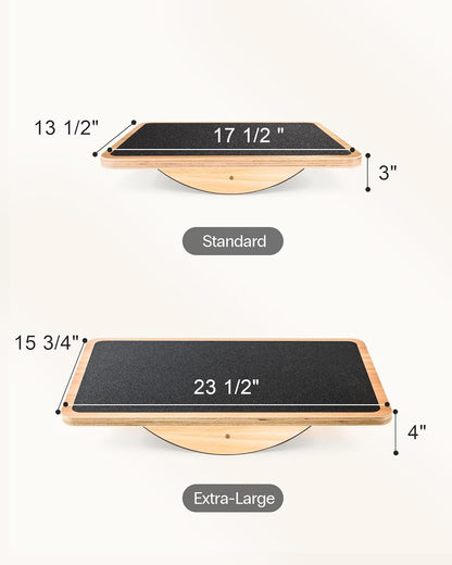 Wooden Balance Board with 2 Difficulty Options, Basic Rocker and Advanced 360° Wobble Board, Non-Slip Balance Trainer for Core Stability, Ankle Rehab, Physical Therapy and Fitness