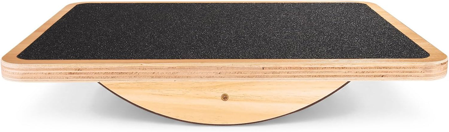 Wooden Balance Board with 2 Difficulty Options, Basic Rocker and Advanced 360° Wobble Board, Non-Slip Balance Trainer for Core Stability, Ankle Rehab, Physical Therapy and Fitness