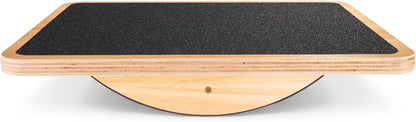 Wooden Balance Board with 2 Difficulty Options, Basic Rocker and Advanced 360° Wobble Board, Non-Slip Balance Trainer for Core Stability, Ankle Rehab, Physical Therapy and Fitness