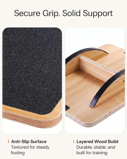 Wooden Balance Board with 2 Difficulty Options, Basic Rocker and Advanced 360° Wobble Board, Non-Slip Balance Trainer for Core Stability, Ankle Rehab, Physical Therapy and Fitness
