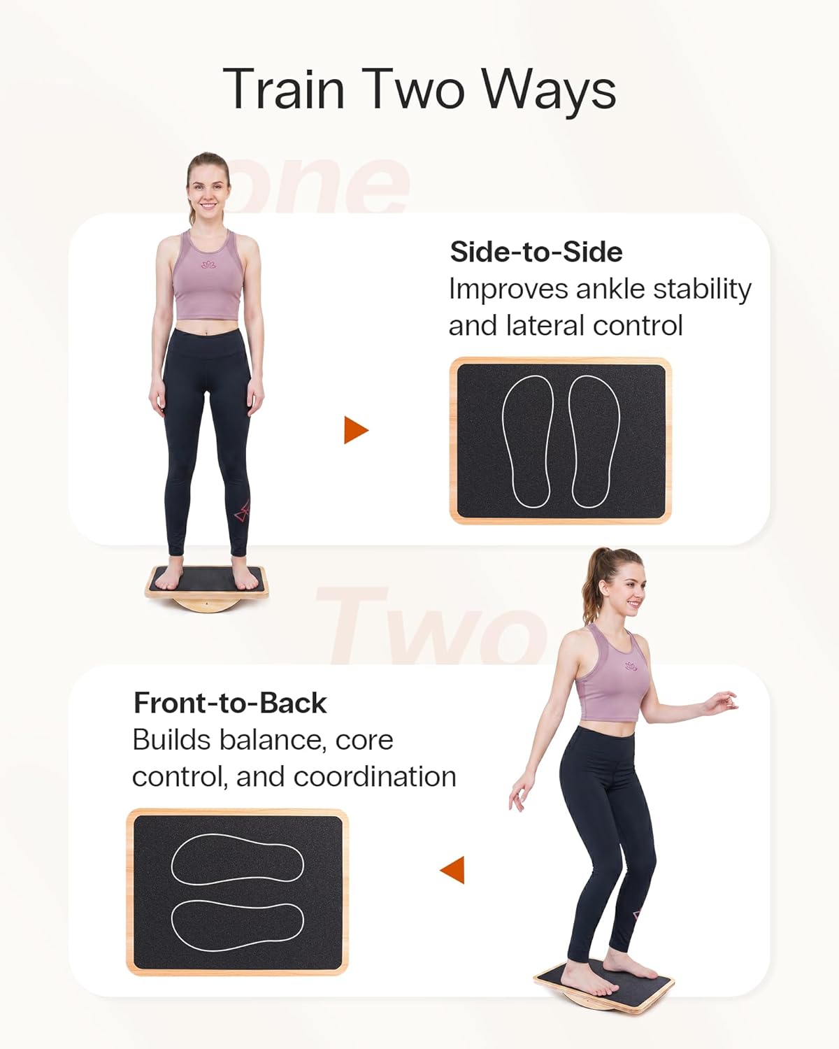 Wooden Balance Board with 2 Difficulty Options, Basic Rocker and Advanced 360° Wobble Board, Non-Slip Balance Trainer for Core Stability, Ankle Rehab, Physical Therapy and Fitness