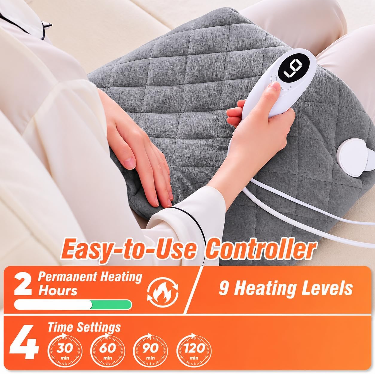 Shoulder Heating Pad for Neck and Shoulders and Back, Fathers Gifts for Men Husband, Birthday Gifts for Women Men Her, Weighted Heating Pad for Neck with 9 Heat Options 4 Auto-Off Timer, Grey