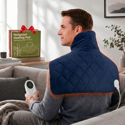 Shoulder Heating Pad for Neck and Shoulders and Back, Fathers Gifts for Men Husband, Birthday Gifts for Women Men Her, Weighted Heating Pad for Neck with 9 Heat Options 4 Auto-Off Timer, Grey