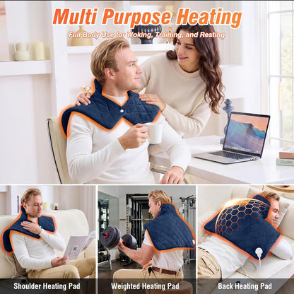 Shoulder Heating Pad for Neck and Shoulders and Back, Fathers Gifts for Men Husband, Birthday Gifts for Women Men Her, Weighted Heating Pad for Neck with 9 Heat Options 4 Auto-Off Timer, Grey