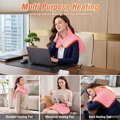Shoulder Heating Pad for Neck and Shoulders and Back, Fathers Gifts for Men Husband, Birthday Gifts for Women Men Her, Weighted Heating Pad for Neck with 9 Heat Options 4 Auto-Off Timer, Grey