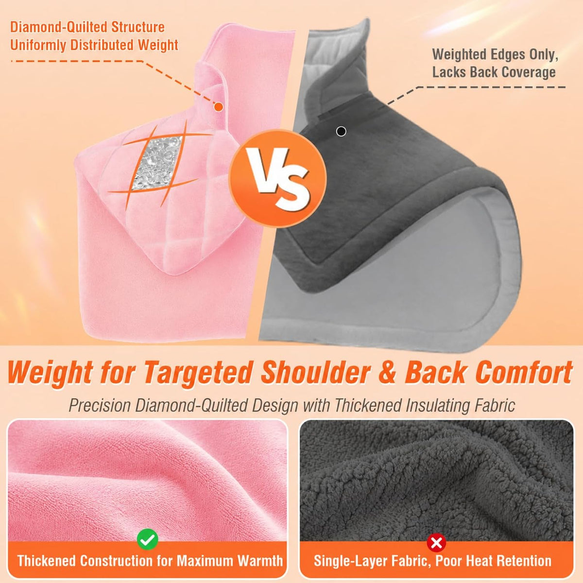 Shoulder Heating Pad for Neck and Shoulders and Back, Fathers Gifts for Men Husband, Birthday Gifts for Women Men Her, Weighted Heating Pad for Neck with 9 Heat Options 4 Auto-Off Timer, Grey