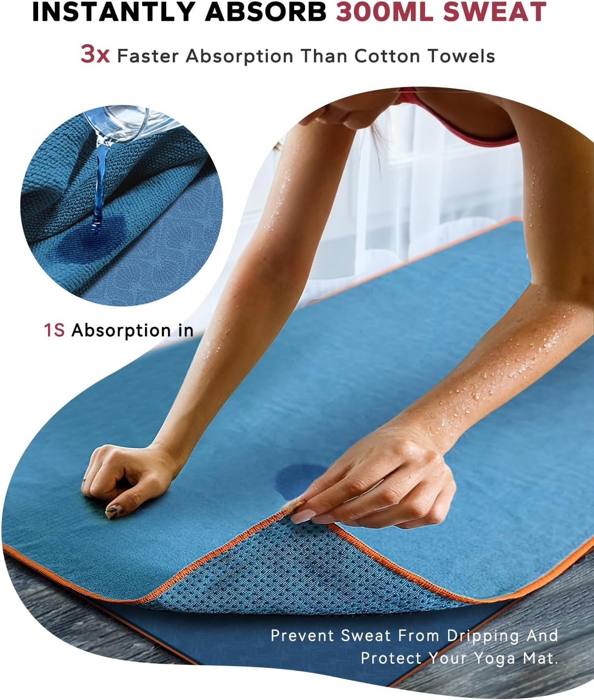 HAPBEAR 2 Pack Hot Yoga Towel with Non-Slip Grip Dots, 72" x 24" - Super Absorbent, Soft Microfiber Yoga Mat Towel for Bikram, Gym, Pilates - Grey