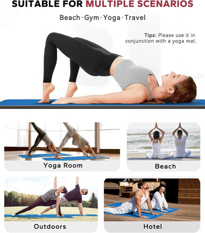 HAPBEAR 2 Pack Hot Yoga Towel with Non-Slip Grip Dots, 72" x 24" - Super Absorbent, Soft Microfiber Yoga Mat Towel for Bikram, Gym, Pilates - Grey