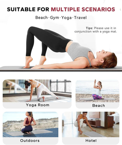 HAPBEAR 2 Pack Hot Yoga Towel with Non-Slip Grip Dots, 72" x 24" - Super Absorbent, Soft Microfiber Yoga Mat Towel for Bikram, Gym, Pilates - Grey