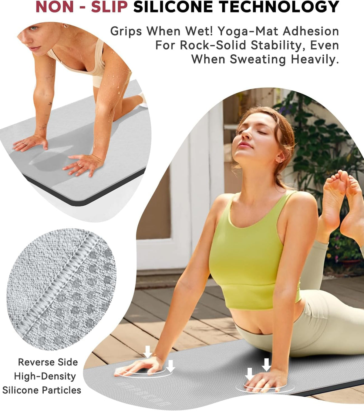 HAPBEAR 2 Pack Hot Yoga Towel with Non-Slip Grip Dots, 72" x 24" - Super Absorbent, Soft Microfiber Yoga Mat Towel for Bikram, Gym, Pilates - Grey