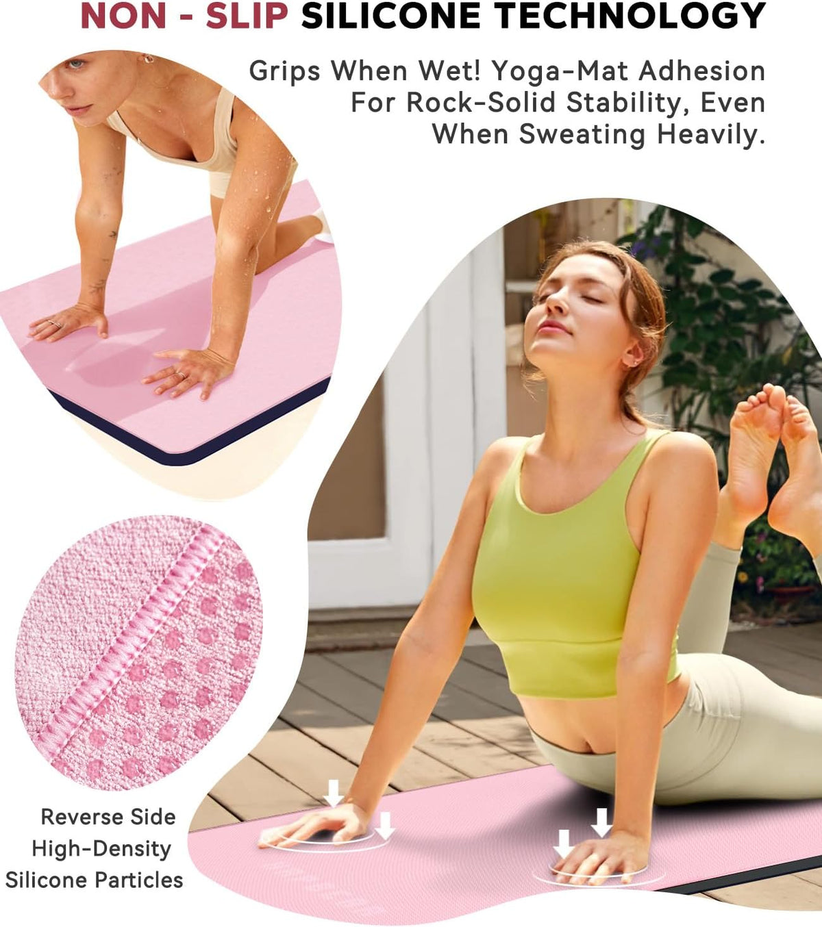 HAPBEAR 2 Pack Hot Yoga Towel with Non-Slip Grip Dots, 72" x 24" - Super Absorbent, Soft Microfiber Yoga Mat Towel for Bikram, Gym, Pilates - Grey