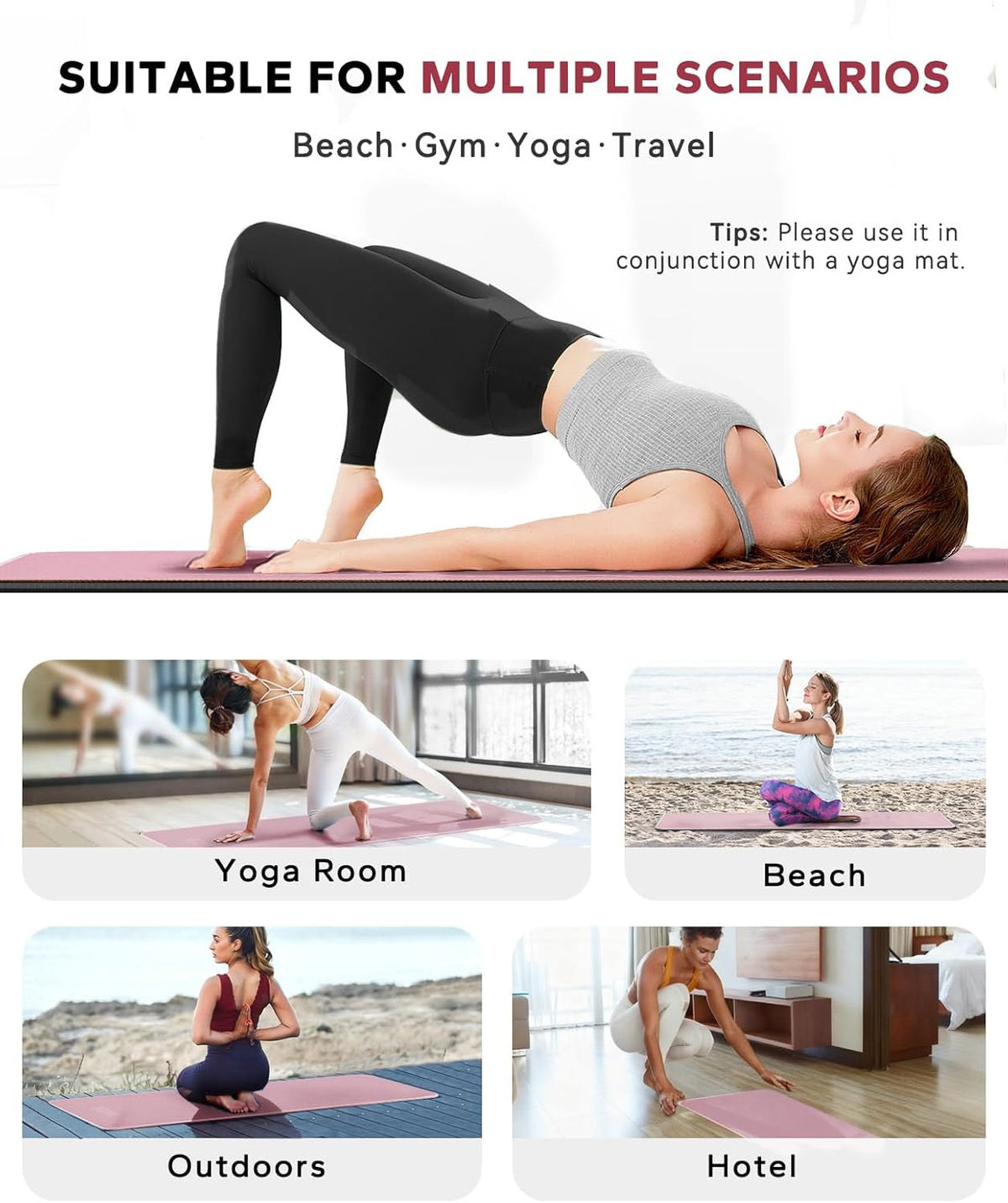 HAPBEAR 2 Pack Hot Yoga Towel with Non-Slip Grip Dots, 72" x 24" - Super Absorbent, Soft Microfiber Yoga Mat Towel for Bikram, Gym, Pilates - Grey