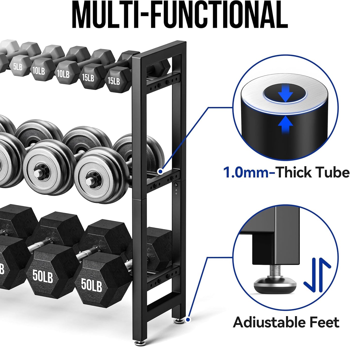 3 Tier Dumbbell Rack, Weight Rack for Home Gym