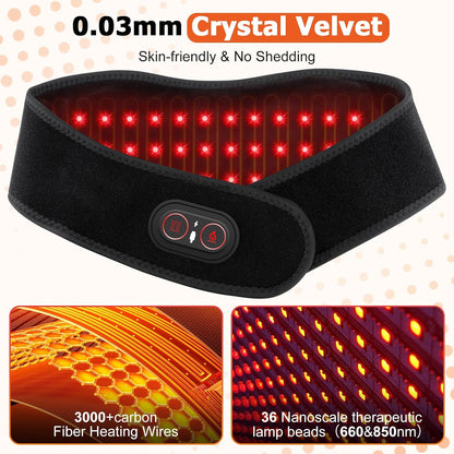 Neck Heating Pad for Pain - Heated Neck Wrap with Electric Massager, Cordless Heating Pad for Neck with 660nm & 850nm Red Light, Heated Neck Brace, 3000mAh, 3 Levels Heat & Massage