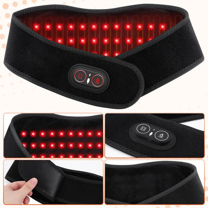 Neck Heating Pad for Pain - Heated Neck Wrap with Electric Massager, Cordless Heating Pad for Neck with 660nm & 850nm Red Light, Heated Neck Brace, 3000mAh, 3 Levels Heat & Massage