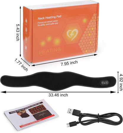 Neck Heating Pad for Pain - Heated Neck Wrap with Electric Massager, Cordless Heating Pad for Neck with 660nm & 850nm Red Light, Heated Neck Brace, 3000mAh, 3 Levels Heat & Massage